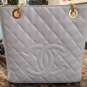 Chanel white leather